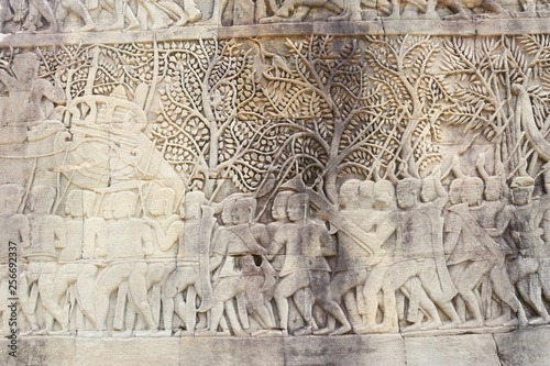 Angkor Wat Wall and Sculpture Texture