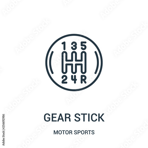 gear stick icon vector from motor sports collection. Thin line gear stick outline icon vector illustration. Linear symbol.