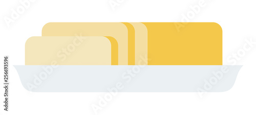 Butter in a ceramic plate vector flat isolated
