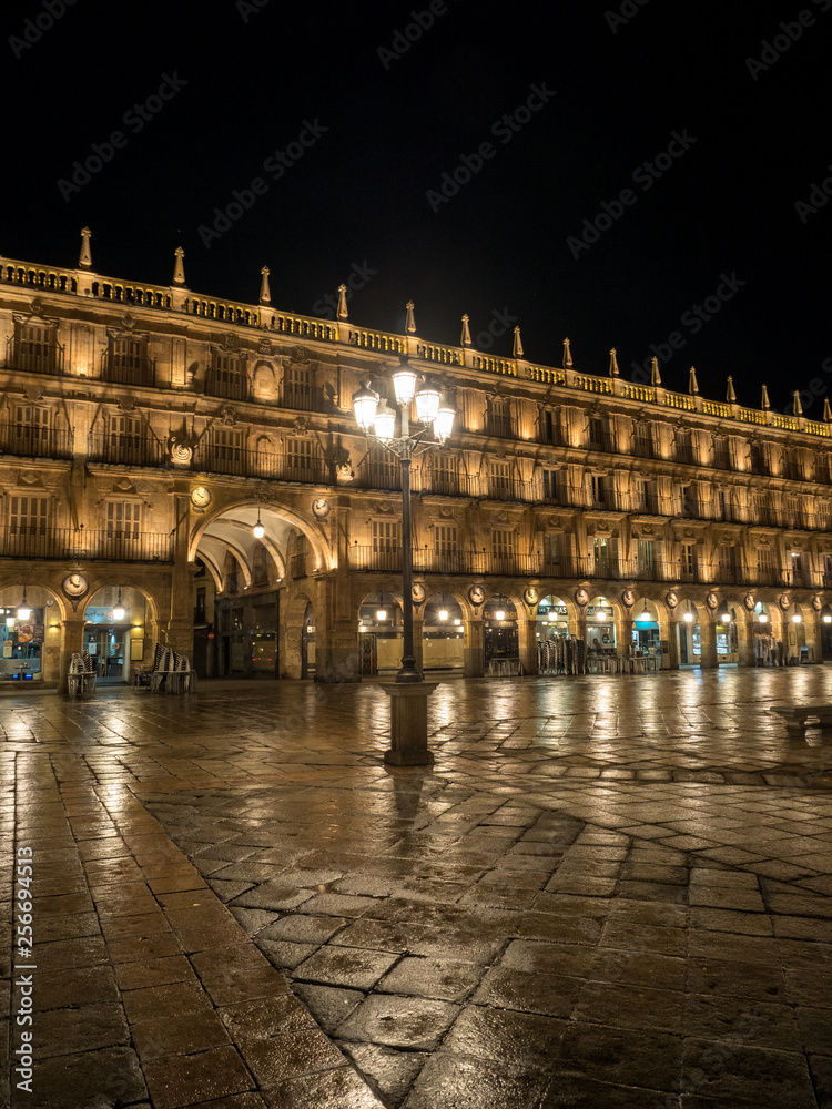 Fototapeta premium Salamanca. Spain. March, 2017: Evening crowds in the Plaza Major in the city of Salamanca in the Castilla-y-Leon region of central Spain