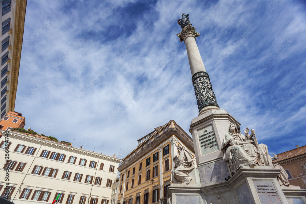 Immaculate Conception Column on Spanish square in Rome