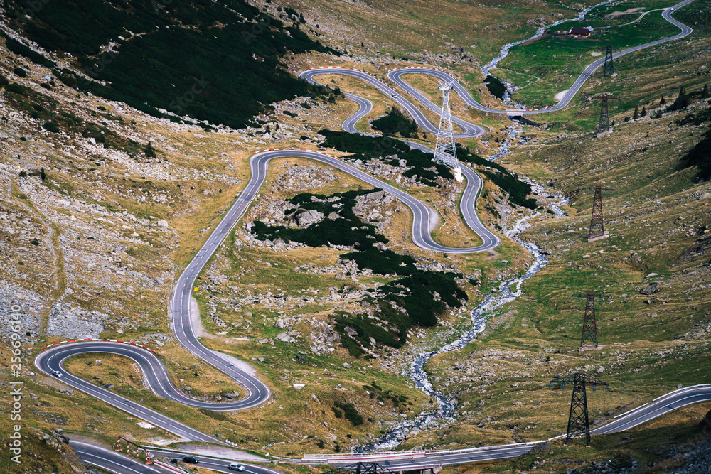 Wonderful Mountain View Mountain Winding Road With Many Turns In wonderful-mountain-view-mountain-winding-road-with-many-turns-in