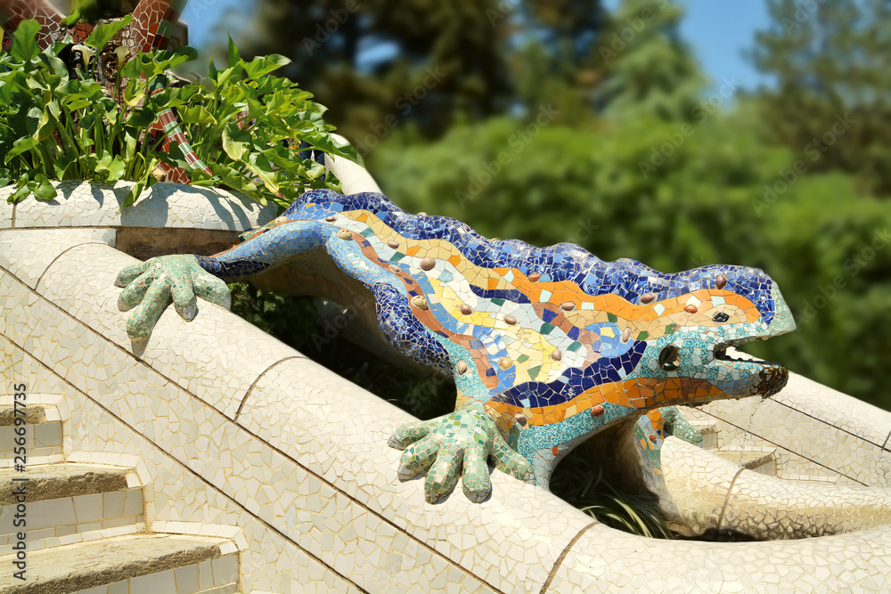 Lizard Fountain at Park Guell in in Barcelona, Spain Stock Photo | Adobe  Stock