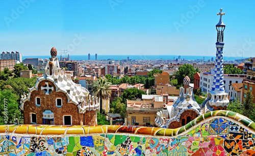 Fotografia, Obraz Park Guell by Antonio Gaudi, Barcelona, Spain