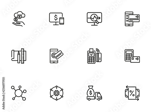 Payment line icon set