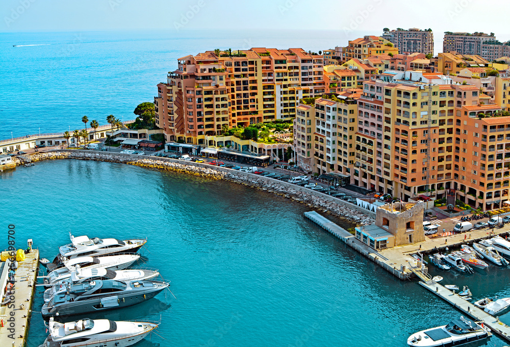 Apartments and luxury yachts in the harbor of Monte Carlo, Monaco, Europe
