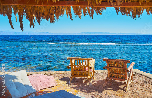 Relax with a view on sea, Dahab, Sinai, Egypt photo