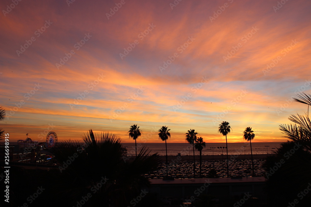 Amazing sunset in Santa Monica, California