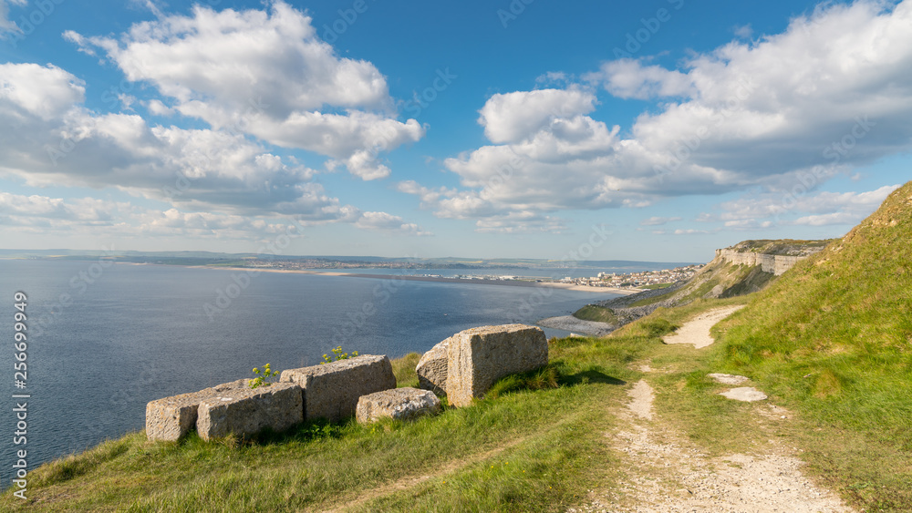 South West Coast Path at Hallelujah Bay, Isle of Portland, Jurassic Coast, Dorset, UK South West Coast Path at Hallelujah Bay, Isle of Portland, Jurassic Coast, Dorset, UK