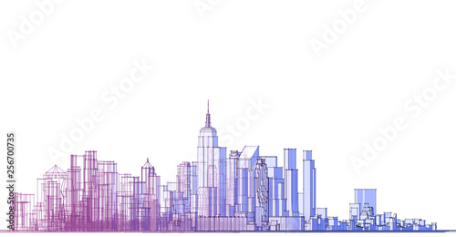 Canvas Print city, panorama, 3d illustration