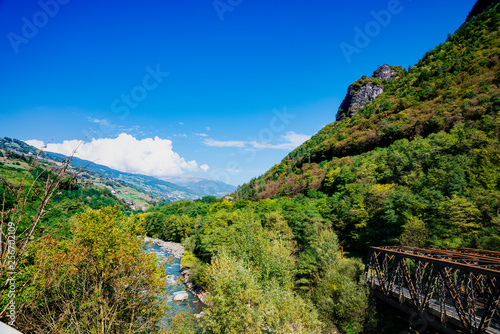 valley in Trentino, river Adige, Italy