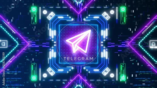 Telegram Open Network symbol. Financial and business sign on digital background photo