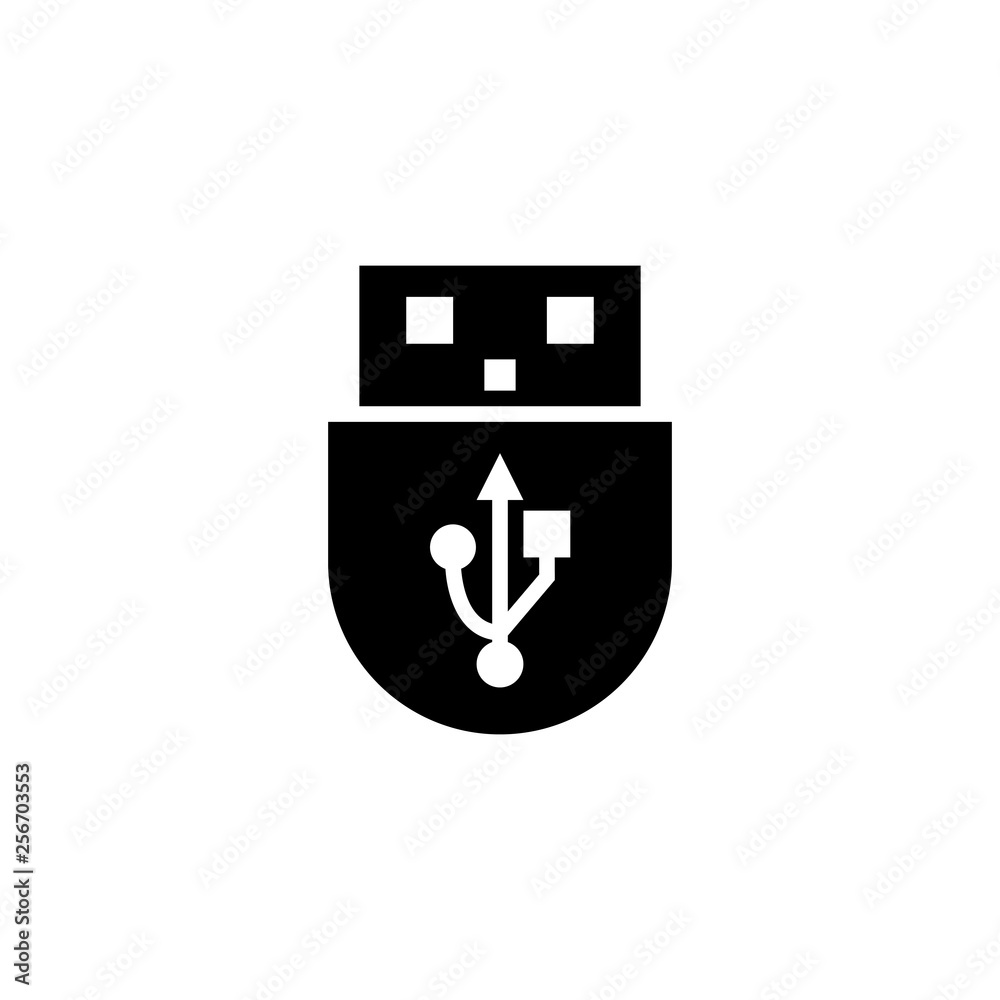 Fototapeta premium USB icon glyph or solid style vector illustration