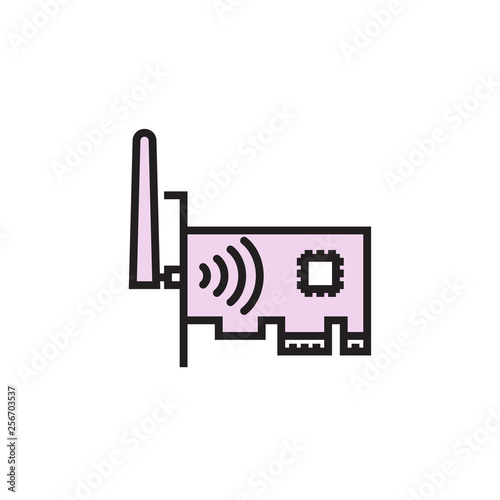 Network Card icon filled outline or line style vector illustration