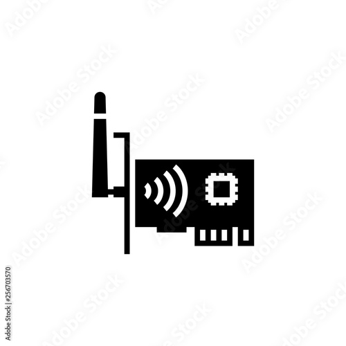 Network Card icon glyph or solid style vector illustration