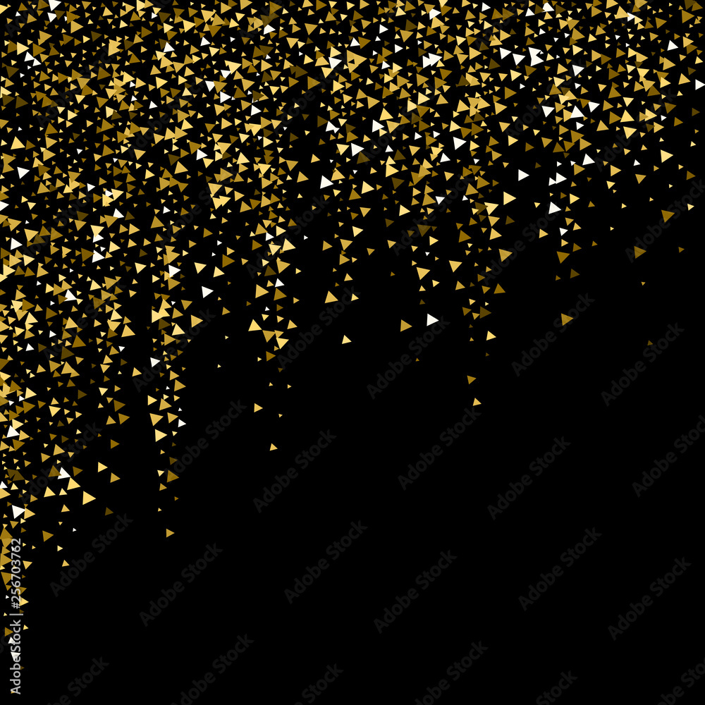 Naklejka premium Gold triangles luxury sparkling confetti. Scattere