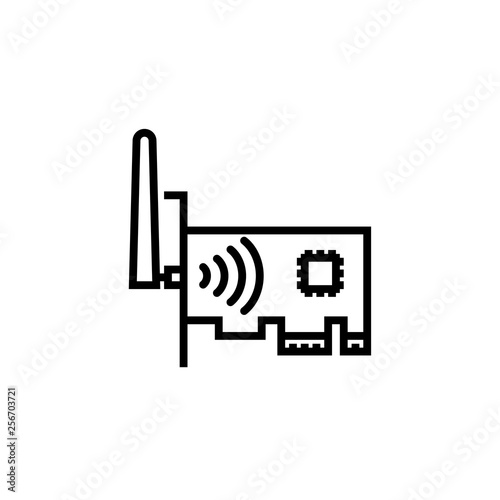 Network Card icon outline or line style vector illustration
