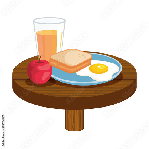 delicious breakfast in wooden table photo