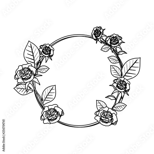circular roses decoration icon