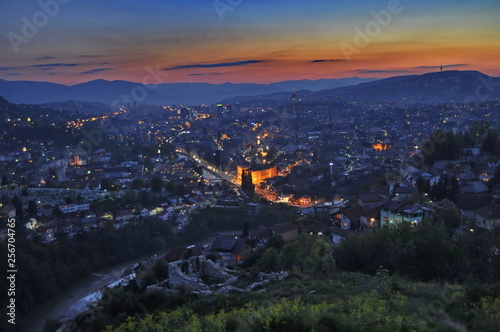 Panorama of Sarajevo at Night, Bosnia and Herzegovina
