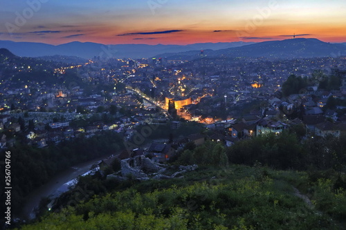 Panorama of Sarajevo at Night, Bosnia and Herzegovina