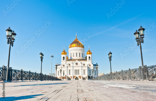 The Cathedral of Christ the Savior in sunny winter day, Moscow, Russia