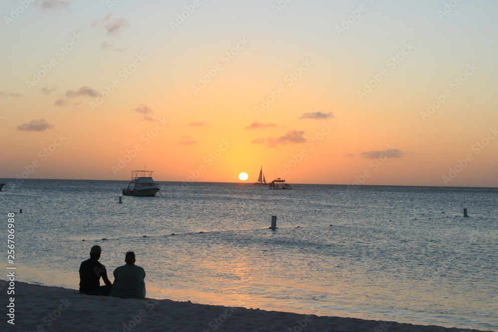 Fototapeta premium sunset in aruba