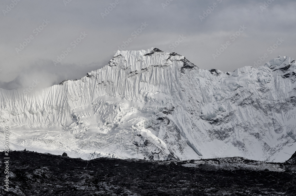 huge Himalayan mountain  Baruntse with a glaciers in Nepal