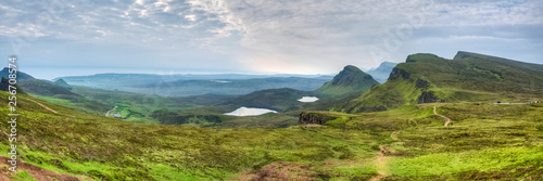 Fototapeta Naklejka Na Ścianę i Meble -  Wonderful panoramic view over Isle of Skye's landscape from the Quiraing, Scotland, UK