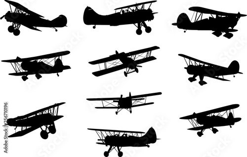 Vintage Plane Silhouette Shape Vector