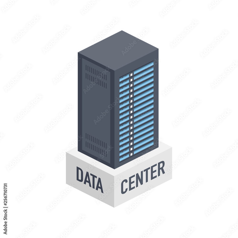 Data center. Mainframe service concept banner, server rack. Server room concept, data bank center. Vector illustration. Data center. Mainframe service concept banner, server rack. Server room concept, data bank center. Vector illustration.