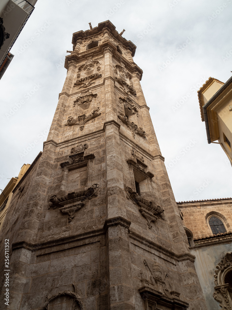 Bell tower of Basilica of the Assumption of Our Lady of Valencia (Saint Mary's Cathedral or Valencia Cathedral) is a Roman Catholic parish church in Valencia.