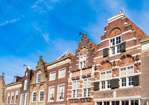 row gable houses in Dordrecht on square called Statenplein  The Netherlands