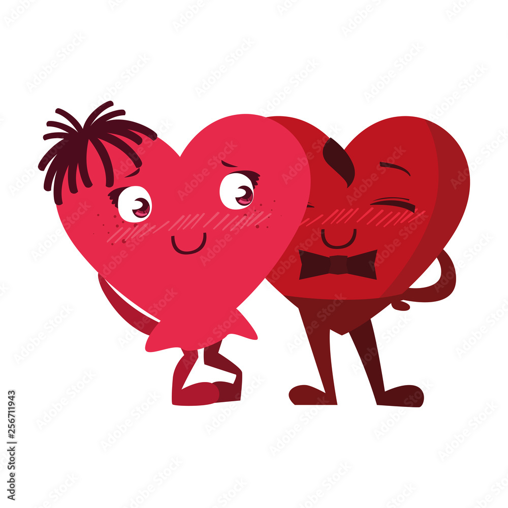 couple hearts kawaii characters couple hearts kawaii characters