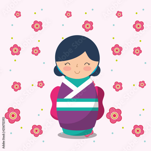 japanese kokeshi doll in kimono