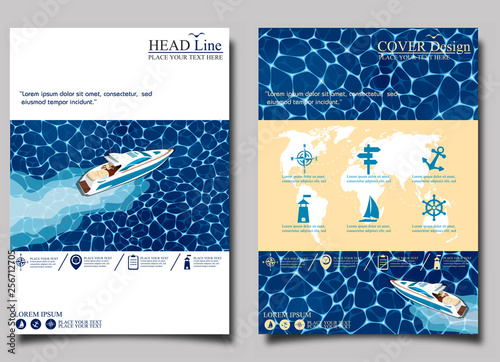 Top view speed boat on water poster