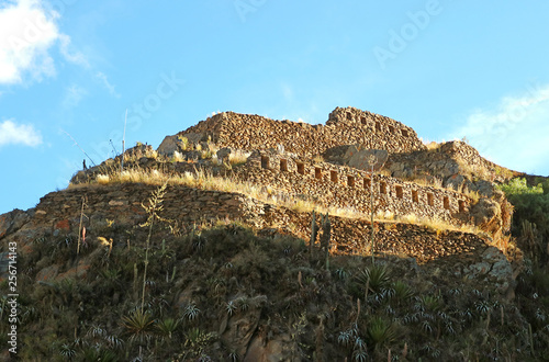 Top of the Temple Hill of Ollantaytambo Inca Ruins, Urubamba, Cusco, Peru