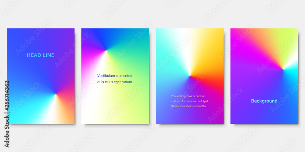 Set of Colorful Conical Gradient Backgrounds. Minimalistic Cover Design for Branding, Banners, Posters and Brochures. EPS10 Vector.