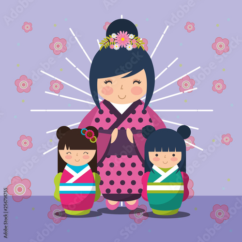 japanese kokeshi doll kimono