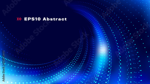 Abstract Futuristic Colorful Background with Wavy Dots in Blue Tones. Aspect Ratio 16:9. EPS10 Vector.