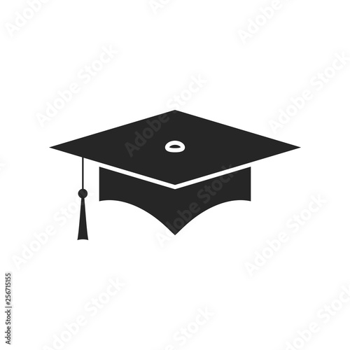 Graduation cap flat icon on white background, for any occasion
