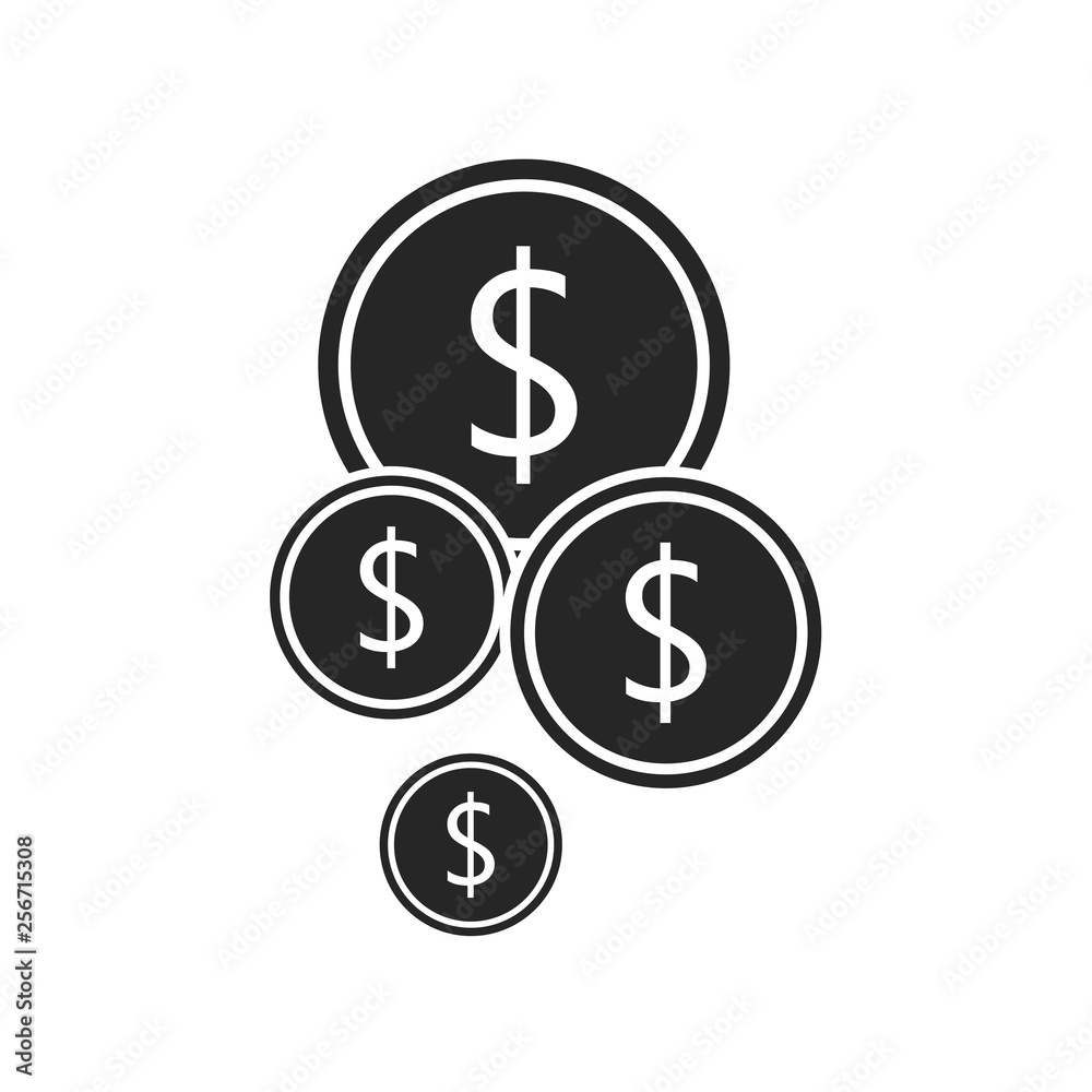 Coin flat icon on white background, for any occasion Coin flat icon on white background, for any occasion