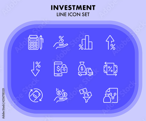 Investment line icon set