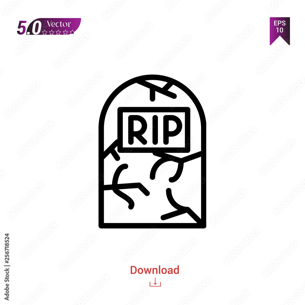 Outline tombstone icon isolated on white background. Popular icons for 2019 year. holiday-compilation. Graphic design, mobile application, logo, user interface. EPS 10 format vector Outline tombstone icon isolated on white background. Popular icons for 2019 year. holiday-compilation. Graphic design, mobile application, logo, user interface. EPS 10 format vector