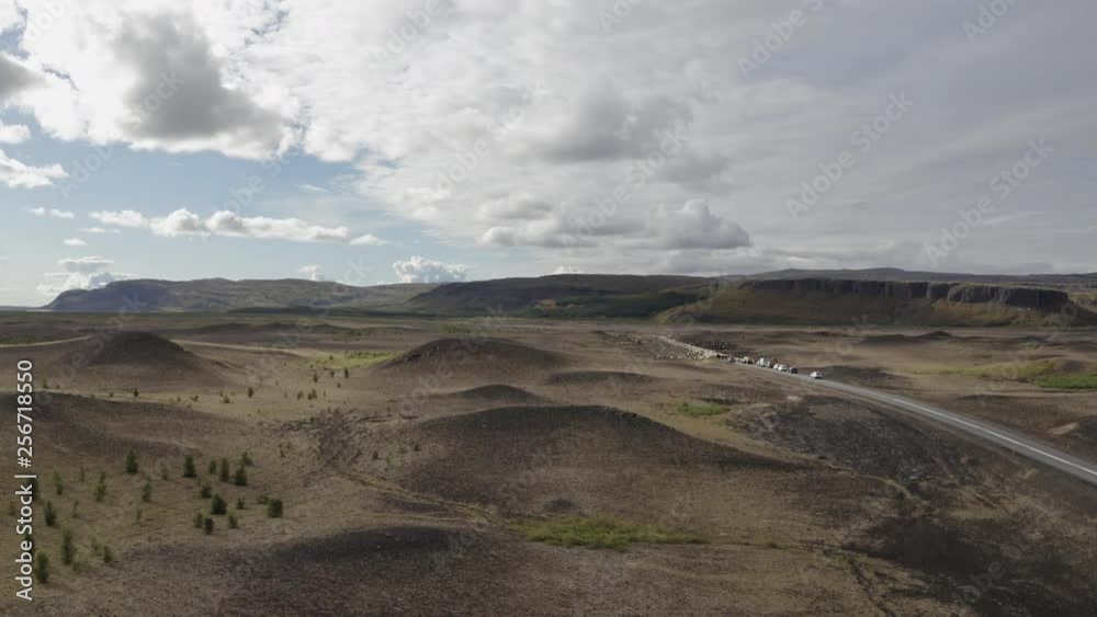 Aerial drone shot of Réttir – the annual sheep round-up in Iceland Aerial drone shot of Réttir – the annual sheep round-up in Iceland