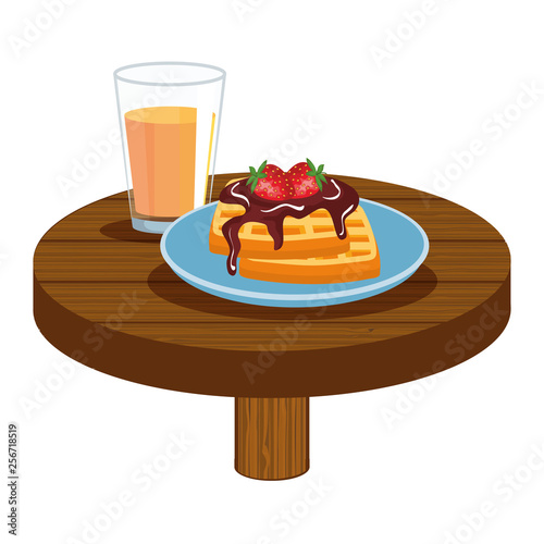 delicious breakfast in wooden table