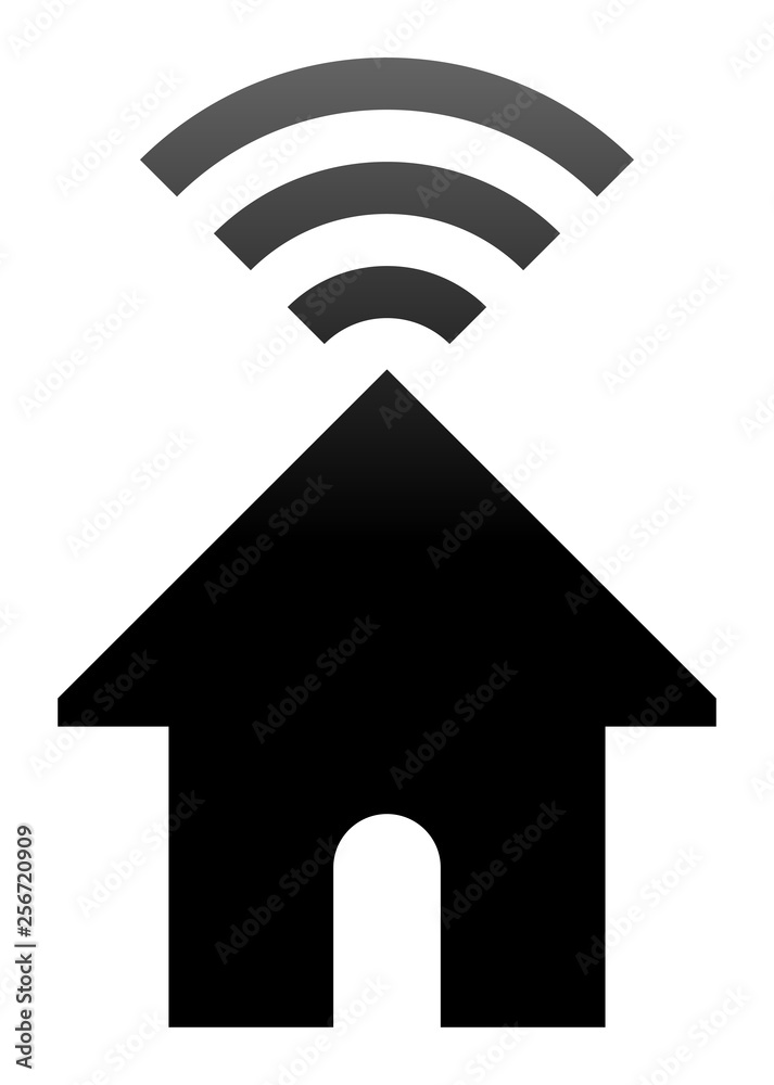 Home wifi symbol icon - black gradient, isolated - vector Home wifi symbol icon - black gradient, isolated - vector