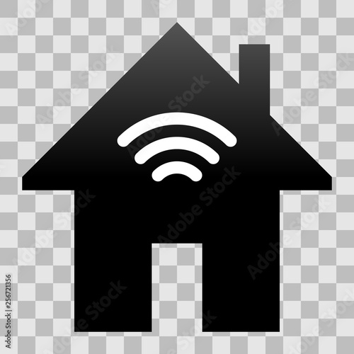 Home wifi symbol icon - black gradient, isolated - vector
