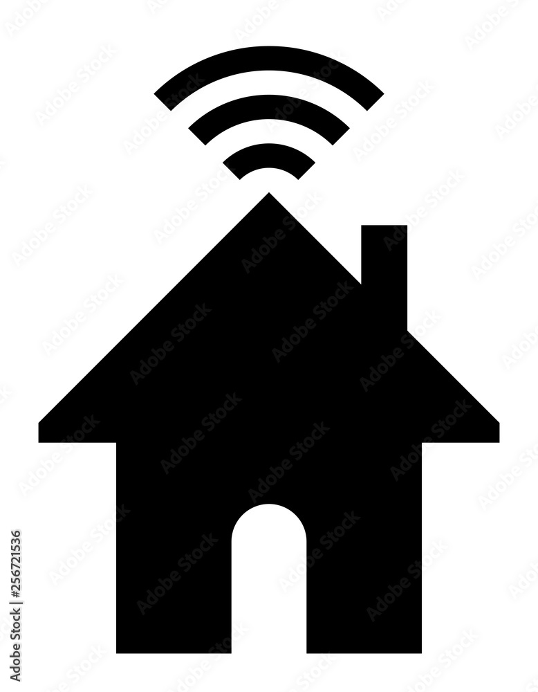 Home wifi symbol icon - black simple, isolated - vector Home wifi symbol icon - black simple, isolated - vector
