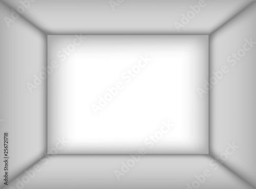 Empty white room. The inner space of the box.